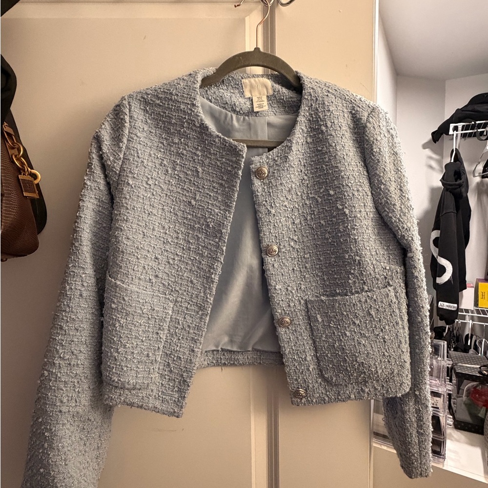 H&M Light Blue Textured Jacket